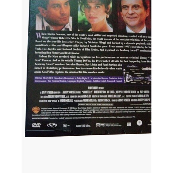 Goodfellas DVD 1990 Academy Award Pesci De Niro Crime Drama Scorsese Movie - Picture 5 of 6